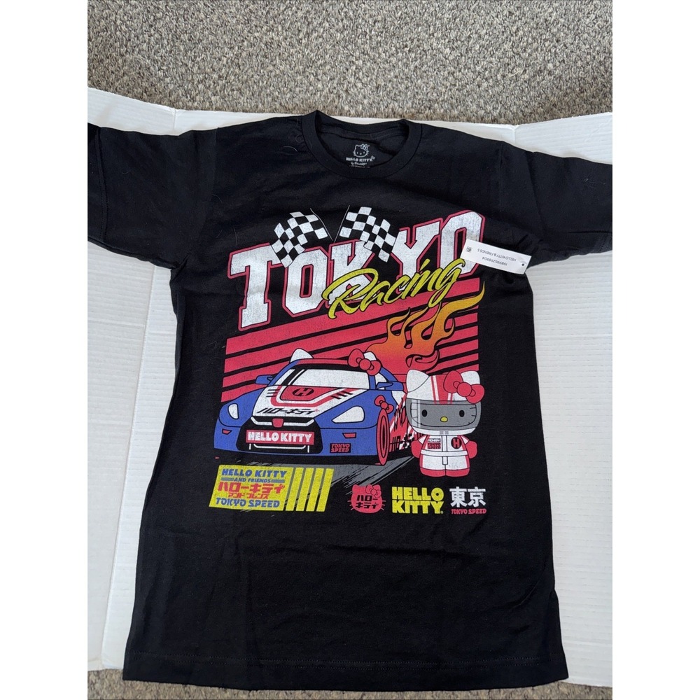 New Hello Kitty Tokyo Racing Black T-Shirt. Small.